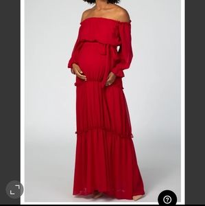 Pink Blush Maternity M Off Shoulder Maxi Red